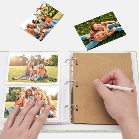 Vienrose Photo Album 4X6 60 Pockets, Linen Scrapbook Photo Album, 3 Ring Binder Album with 40 Scrapbook Pages, and 20 Self-Adhesive Pages, Travel Family Wedding (Beige) in Kuwait