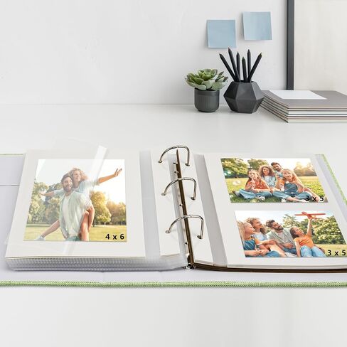 Vienrose Photo Album 4X6 60 Pockets, Linen Scrapbook Photo Album, 3 Ring Binder Album with 40 Scrapbook Pages, and 20 Self-Adhesive Pages, Travel Family Wedding (Beige) in Kuwait
