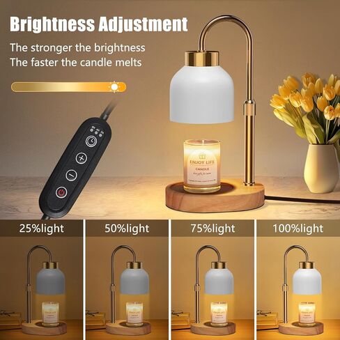 Candle Warmer Lamp with 2 Bulbs, Candle Warmer with Dimmer Adjustable Height,Mothers Day Gifts,Electric Wax Warmer Vintage Home Decor,2/4/8H Timer in Saudi Arabia
