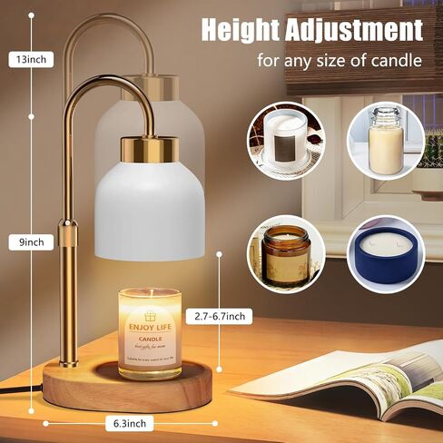 Candle Warmer Lamp with 2 Bulbs, Candle Warmer with Dimmer Adjustable Height,Mothers Day Gifts,Electric Wax Warmer Vintage Home Decor,2/4/8H Timer in Saudi Arabia