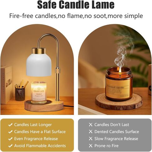 Candle Warmer Lamp with 2 Bulbs, Candle Warmer with Dimmer Adjustable Height,Mothers Day Gifts,Electric Wax Warmer Vintage Home Decor,2/4/8H Timer in Saudi Arabia