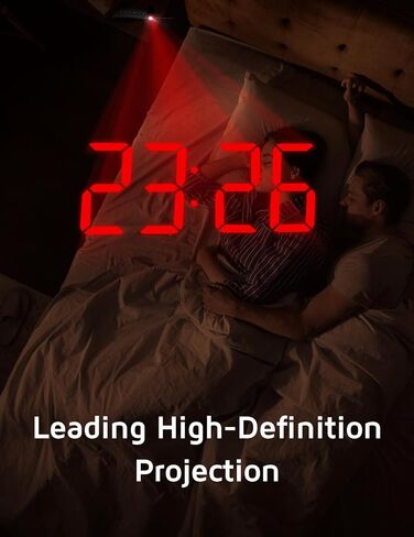 GOLOZA Projection Alarm Clock, Digital Clock with 180° Rotatable Projector, 3-Level Brightness Dimmer, Clear LED Display, USB Charger, Progressive Volume, 9mins Snooze,12/24H, for Bedroom in Saudi Arabia