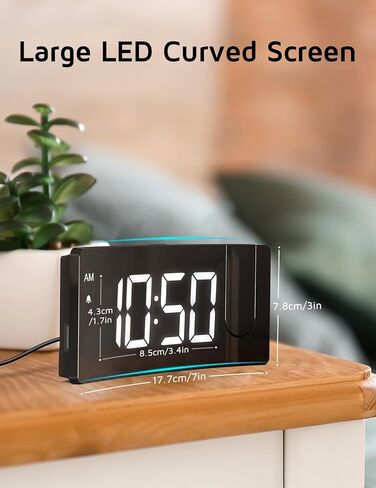 GOLOZA Projection Alarm Clock, Digital Clock with 180° Rotatable Projector, 3-Level Brightness Dimmer, Clear LED Display, USB Charger, Progressive Volume, 9mins Snooze,12/24H, for Bedroom in Saudi Arabia