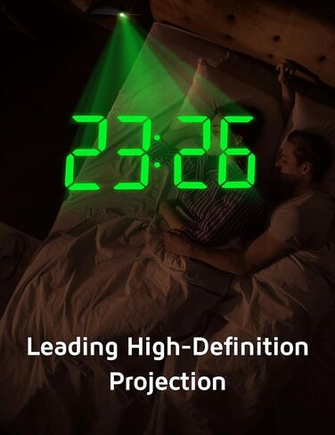 GOLOZA Projection Alarm Clock, Digital Clock with 180° Rotatable Projector, 3-Level Brightness Dimmer, Clear LED Display, USB Charger, Progressive Volume, 9mins Snooze,12/24H, for Bedroom in Saudi Arabia