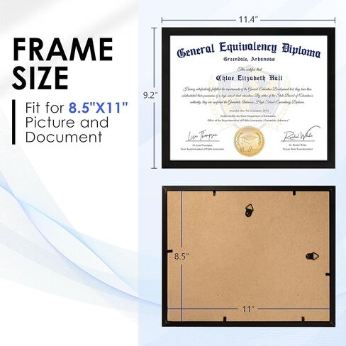 إطار دبلوم FIXSMITH مقاس 8.5x11، إطار صورة أسود مع زجاج شبكي شفاف، إطار شهادة 2 حزمة لعرض الحائط، إطار وثيقة 8.5x11، إطار دبلوم المدرسة الثانوية in Kuwait
