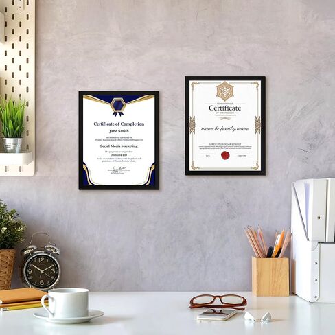 إطار دبلوم FIXSMITH مقاس 8.5x11، إطار صورة أسود مع زجاج شبكي شفاف، إطار شهادة 2 حزمة لعرض الحائط، إطار وثيقة 8.5x11، إطار دبلوم المدرسة الثانوية in Kuwait