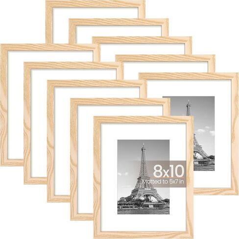 upsimples 5x7 Picture Frame Set of 10, Display Pictures 4x6 with Mat or 5x7 Without Mat, Multi Photo Frames Collage for Wall or Tabletop Display, Black in Saudi Arabia