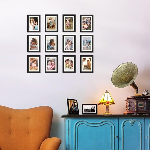 upsimples 5x7 Picture Frame Set of 10, Display Pictures 4x6 with Mat or 5x7 Without Mat, Multi Photo Frames Collage for Wall or Tabletop Display, Black in Saudi Arabia