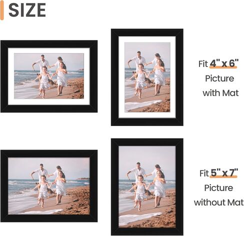 upsimples 5x7 Picture Frame Set of 10, Display Pictures 4x6 with Mat or 5x7 Without Mat, Multi Photo Frames Collage for Wall or Tabletop Display, Black in Saudi Arabia