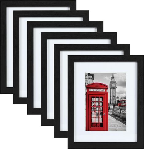 PEALSN 8x10 Picture Frame Set of 6, Display Picture 5x7 with Mat or 8x10 Without Mat, Black Woodgrain in Saudi Arabia