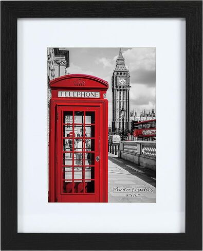PEALSN 8x10 Picture Frame Set of 6, Display Picture 5x7 with Mat or 8x10 Without Mat, Black Woodgrain in Saudi Arabia