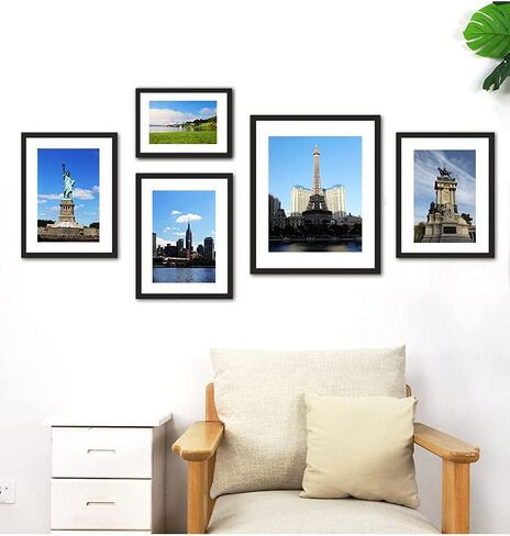 PEALSN 8x10 Picture Frame Set of 6, Display Picture 5x7 with Mat or 8x10 Without Mat, Black Woodgrain in Saudi Arabia