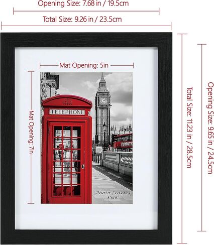 PEALSN 8x10 Picture Frame Set of 6, Display Picture 5x7 with Mat or 8x10 Without Mat, Black Woodgrain in Saudi Arabia