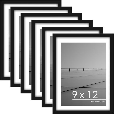 PEALSN 8x10 Picture Frame Set of 6, Display Picture 5x7 with Mat or 8x10 Without Mat, Black Woodgrain in Saudi Arabia