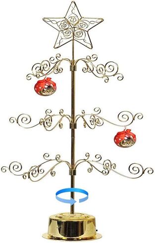 HOHIYA Metal Ornament Display Tree Stand Rotating Hanger 24 Inch Wire Hook Hanging for Halloween Christmas Balls Bauble Decorations Gift Craft Tabletop Taiwan Made Gold in Kuwait
