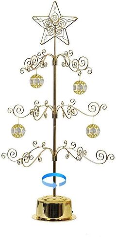 HOHIYA Metal Ornament Display Tree Stand Rotating Hanger 24 Inch Wire Hook Hanging for Halloween Christmas Balls Bauble Decorations Gift Craft Tabletop Taiwan Made Gold in Kuwait