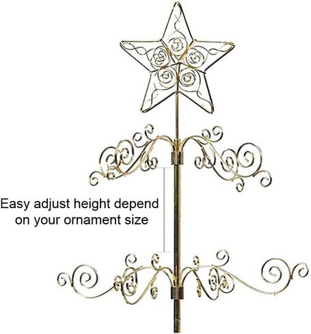 HOHIYA Metal Ornament Display Tree Stand Rotating Hanger 24 Inch Wire Hook Hanging for Halloween Christmas Balls Bauble Decorations Gift Craft Tabletop Taiwan Made Gold in Kuwait
