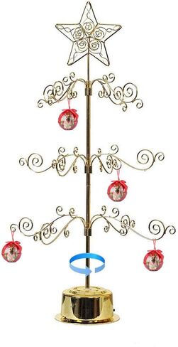 HOHIYA Metal Ornament Display Tree Stand Rotating Hanger 24 Inch Wire Hook Hanging for Halloween Christmas Balls Bauble Decorations Gift Craft Tabletop Taiwan Made Gold in Kuwait