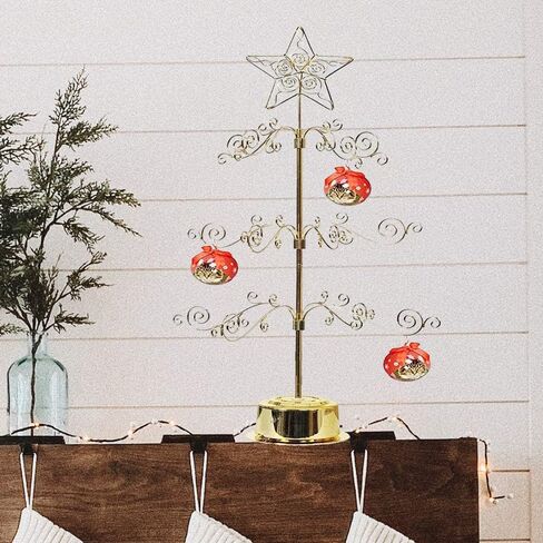 HOHIYA Metal Ornament Display Tree Stand Rotating Hanger 24 Inch Wire Hook Hanging for Halloween Christmas Balls Bauble Decorations Gift Craft Tabletop Taiwan Made Gold in Kuwait