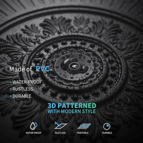 Art3d 12-حزمة بلاط السقف قطرة 2x2 قدم، ديكور سهل التركيب لوحات السقف البلاستيكية للمطبخ الداخلي الحمام الطابق السفلي، 24x24 بوصة، أسود in Saudi Arabia