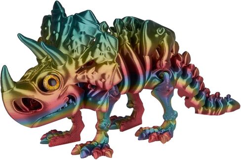 3D Printed Triceratops Dragon Figure, Colorful Dragon, 8.66 inch (22 cm) Dragon Fidget Sculpture, Home Decor Accents Statues (Sunset Rainbow, 22cm) in Saudi Arabia