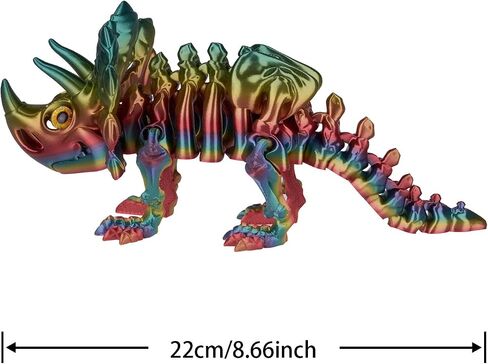 3D Printed Triceratops Dragon Figure, Colorful Dragon, 8.66 inch (22 cm) Dragon Fidget Sculpture, Home Decor Accents Statues (Sunset Rainbow, 22cm) in Saudi Arabia