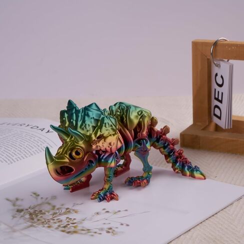 3D Printed Triceratops Dragon Figure, Colorful Dragon, 8.66 inch (22 cm) Dragon Fidget Sculpture, Home Decor Accents Statues (Sunset Rainbow, 22cm) in Saudi Arabia