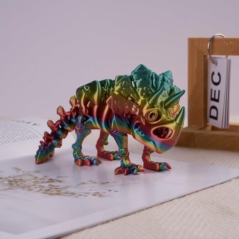 3D Printed Triceratops Dragon Figure, Colorful Dragon, 8.66 inch (22 cm) Dragon Fidget Sculpture, Home Decor Accents Statues (Sunset Rainbow, 22cm) in Saudi Arabia