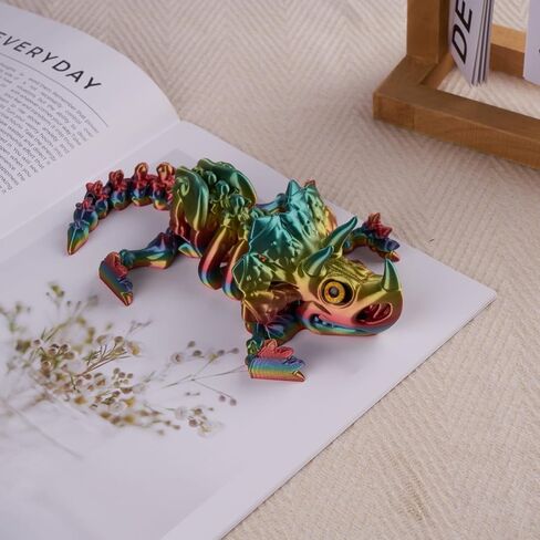 3D Printed Triceratops Dragon Figure, Colorful Dragon, 8.66 inch (22 cm) Dragon Fidget Sculpture, Home Decor Accents Statues (Sunset Rainbow, 22cm) in Saudi Arabia