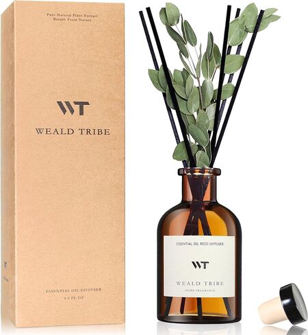 WEALD TRIBE Flower Reed Diffuser Set Eucalyptus & Lavender Scent For Bathroom Accessories Shelf Decor & Air Fresheners, Sticks Defusers With 4.0 fl oz Essential Oils, House Bedroom Office Decor & Gift in Saudi Arabia