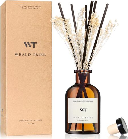WEALD TRIBE Flower Reed Diffuser Set Eucalyptus & Lavender Scent For Bathroom Accessories Shelf Decor & Air Fresheners, Sticks Defusers With 4.0 fl oz Essential Oils, House Bedroom Office Decor & Gift in Saudi Arabia