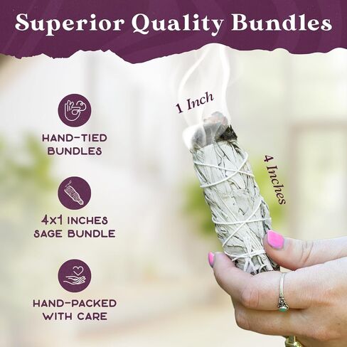 PURPLE CANYON White Sage Bundles - 3 Pack - Sage Smudge Stick for Home Cleansing Incense Healing Meditation and California Smudge Sticks Rituals - 4 Inch in Saudi Arabia