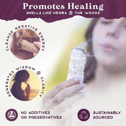 PURPLE CANYON White Sage Bundles - 3 Pack - Sage Smudge Stick for Home Cleansing Incense Healing Meditation and California Smudge Sticks Rituals - 4 Inch in Saudi Arabia