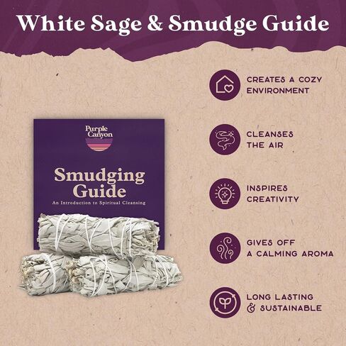 PURPLE CANYON White Sage Bundles - 3 Pack - Sage Smudge Stick for Home Cleansing Incense Healing Meditation and California Smudge Sticks Rituals - 4 Inch in Saudi Arabia