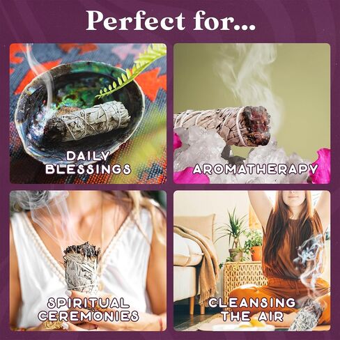 PURPLE CANYON White Sage Bundles - 3 Pack - Sage Smudge Stick for Home Cleansing Incense Healing Meditation and California Smudge Sticks Rituals - 4 Inch in Saudi Arabia