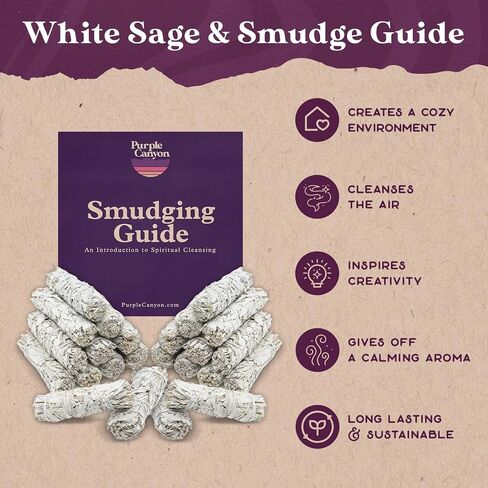 PURPLE CANYON White Sage Bundles - 3 Pack - Sage Smudge Stick for Home Cleansing Incense Healing Meditation and California Smudge Sticks Rituals - 4 Inch in Saudi Arabia