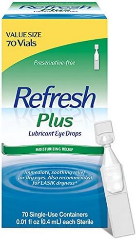 Refresh Plus Lubricant Eye Drops، دموع خالية من المواد الحافظة، 0.01 أونصة سائلة (0.4 مل)، 70 حاوية للاستخدام الفردي in Saudi Arabia
