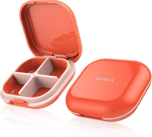 Daily Pill Organizer 4 Compartments, Small Pill Box Portable Travel Pill Case, Mini Pill Container for Purse Pocket, Compact Travel Medicine Organizer for Vitamin, Cod Liver Oil, Supplement (Purple) in Kuwait