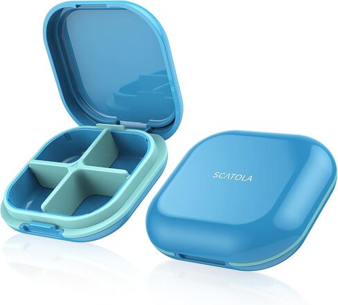 Daily Pill Organizer 4 Compartments, Small Pill Box Portable Travel Pill Case, Mini Pill Container for Purse Pocket, Compact Travel Medicine Organizer for Vitamin, Cod Liver Oil, Supplement (Purple) in Kuwait