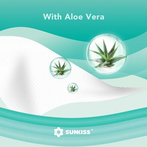 مناديل مبللة من صن كيس تراست بلس للبالغين، مناديل تنظيف الجسم سميكة للغاية 8 × 12 بوصة مع خلاصة الصبار لسلس البول والتنظيف لدى كبار السن، 50 قطعة in Kuwait