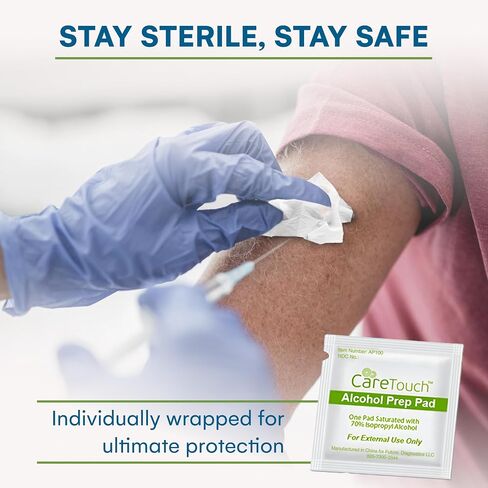 Care Touch Alcohol Wipes Individually Wrapped - Prep Pads with 70% Isopropyl Alcohol, Great for Home, Medical & First Aid Kits Sterilized, Antiseptic 2-Ply Swabs 400 Count in Saudi Arabia