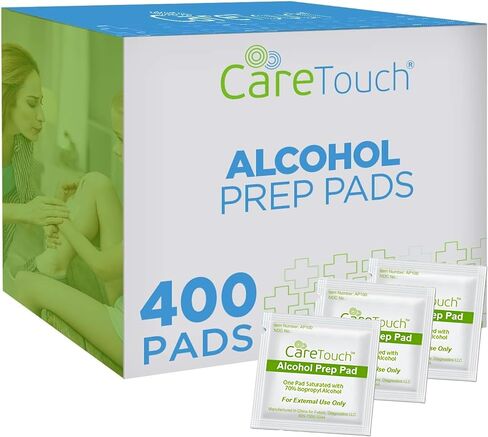Care Touch Alcohol Wipes Individually Wrapped - Prep Pads with 70% Isopropyl Alcohol, Great for Home, Medical & First Aid Kits Sterilized, Antiseptic 2-Ply Swabs 400 Count in Saudi Arabia