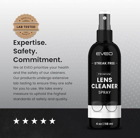 EVEO Eyeglass Cleaner Spray - No Streaks Technology with Microfiber Cleaning Cloth- Glasses Cleaning Kit - Glasses Cleaner Spray with Lens Cleaner Cloth - Screen & Eye Glasses Kit - 8oz (4ozx2) in Saudi Arabia