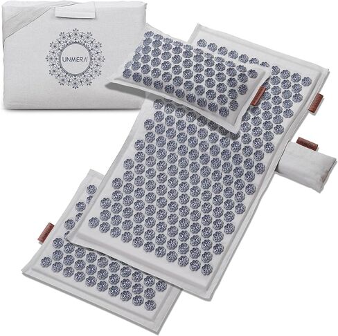 Acupressure Mat and Pillow Set,Natural Eco Linen & Coconut Fiber Filling,FSA/HSA Eligible,for Back/Neck Pain Relief, Sciatic, Headache and Muscle Relaxation, Comes with Carrying Bag in Kuwait