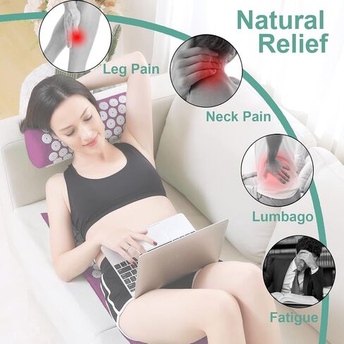 XiaoMaGe Acupressure Mat and Pillow Set with Bag - Large Size 28.7 X 16.5 inch Acupuncture Mat for Neck & Back Pain, Muscle Relaxation Stress Relief, Sciatica Pain Relief Pillow (Black) in Saudi Arabia