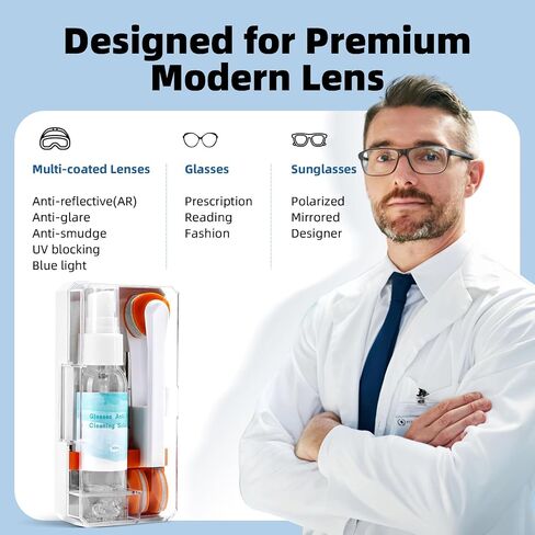Ordilend Glasses Cleaner Eyeglass Cleaner Kit, Glasses Cleaning Kit Anti Fog Lens Cleaner Spray with Microfiber Cloth, Portable Eye Glass Cleaner Tool, Glasses Repair Kit with Screws Screwdriver in Kuwait