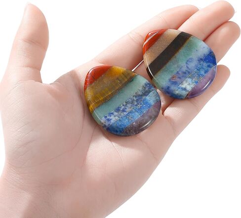 Thumb Worry Stone for Anxiety 7 Chakra Oval Crystals Healing Stones Meditation Accessories Mental Health Gifts Natural Fidget Depression Anxiety Relief Items Stocking Stuffers for Women Adults in Saudi Arabia