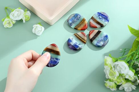 Thumb Worry Stone for Anxiety 7 Chakra Oval Crystals Healing Stones Meditation Accessories Mental Health Gifts Natural Fidget Depression Anxiety Relief Items Stocking Stuffers for Women Adults in Saudi Arabia