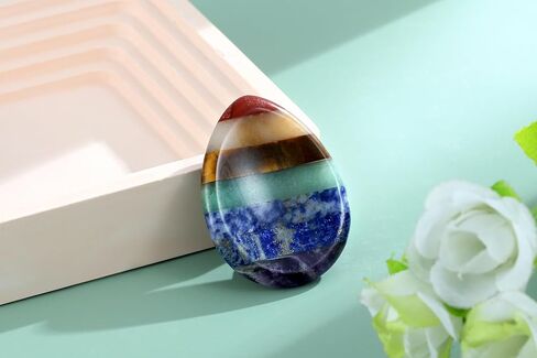 Thumb Worry Stone for Anxiety 7 Chakra Oval Crystals Healing Stones Meditation Accessories Mental Health Gifts Natural Fidget Depression Anxiety Relief Items Stocking Stuffers for Women Adults in Saudi Arabia