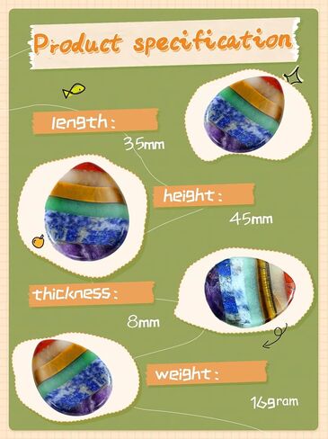 Thumb Worry Stone for Anxiety 7 Chakra Oval Crystals Healing Stones Meditation Accessories Mental Health Gifts Natural Fidget Depression Anxiety Relief Items Stocking Stuffers for Women Adults in Saudi Arabia